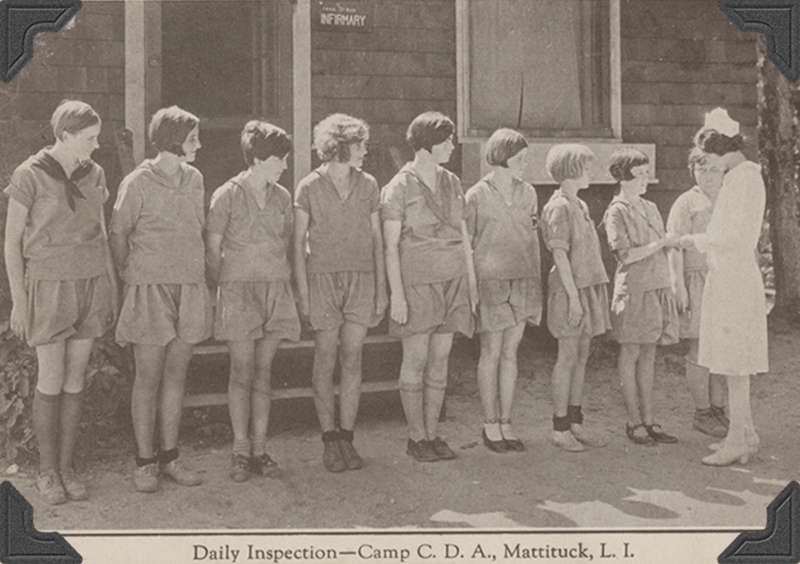 Camp Catholic Daughters of America - Camp Immaculata girls lined up for inspection