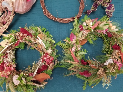 Fresh Evergreen and Dried Herb Holiday Wreath/Centerpiece